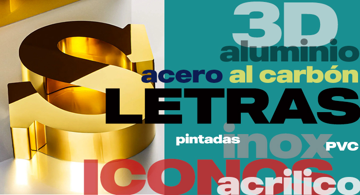 Letras 3D de Aluminio dorado